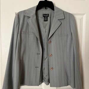 Rafaella Women’s Light Gray Pinstripe Jacket Size 10 Petite Career Workwear NWOT